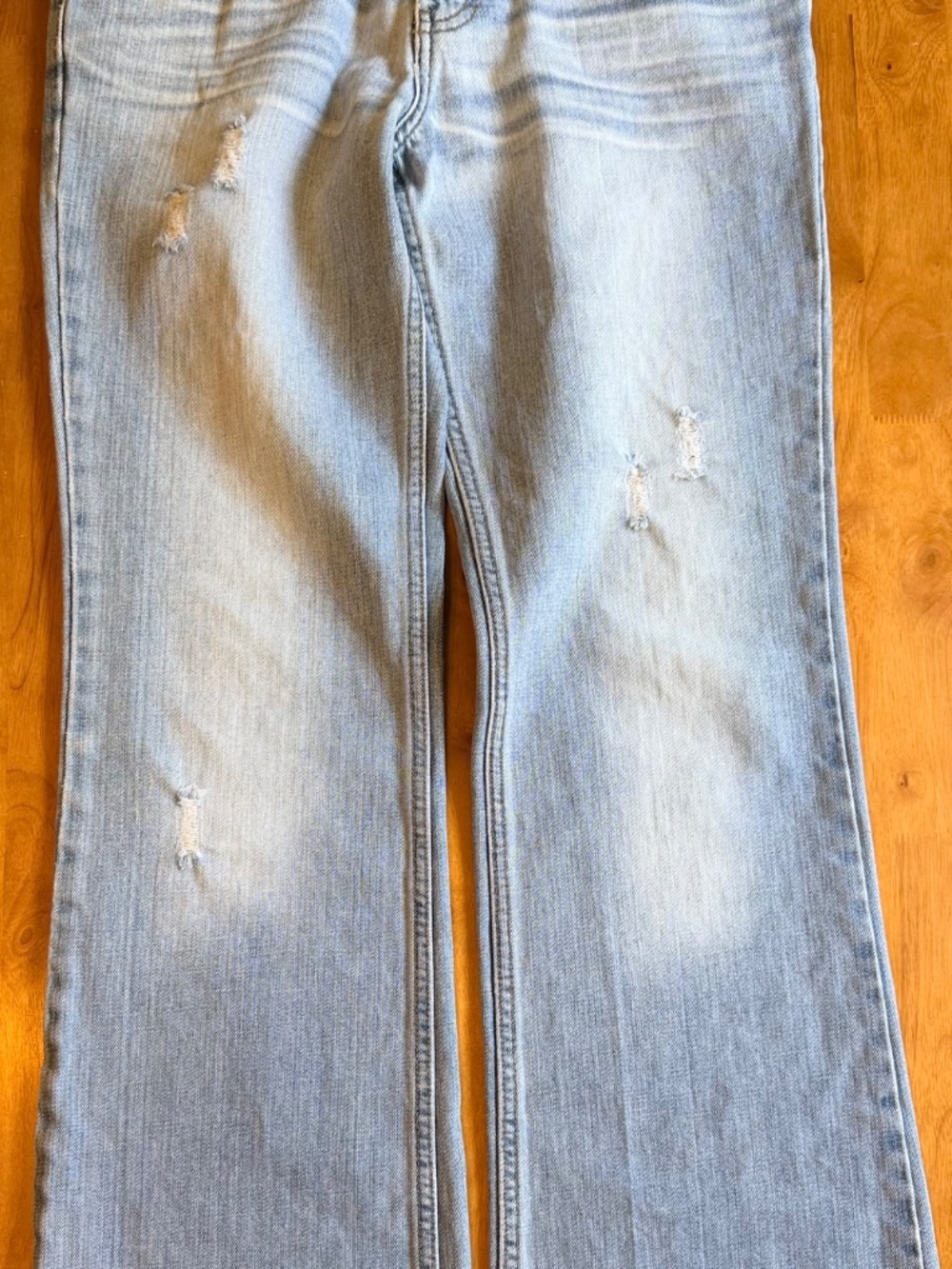 American Eagle Distressed Wide Leg Jeans Frayed Hem 10 100% Cotton 474 - Picture 2 of 11